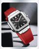 OFNS Luminous Square Steel Band Quartz Watch with Calendar