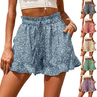 Summer New Women'S Chiffon Printed Casual Pocket Waist Shorts
