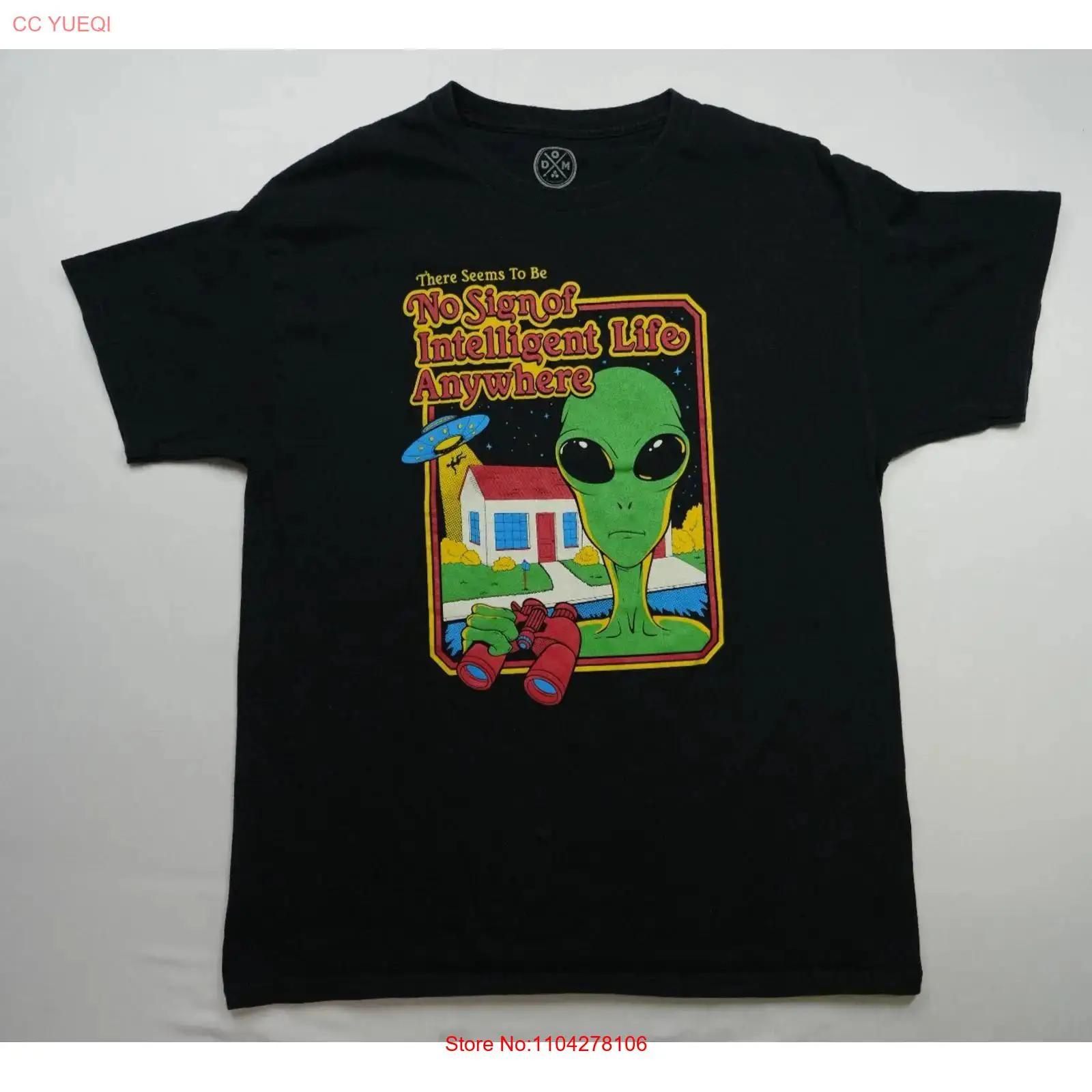 

Dom T Shirt Mens Size L Black No Sign of Intelligent Life Anywhere Alien vintage Washed Comfortable Stylish Stretched Casual S разноцветный