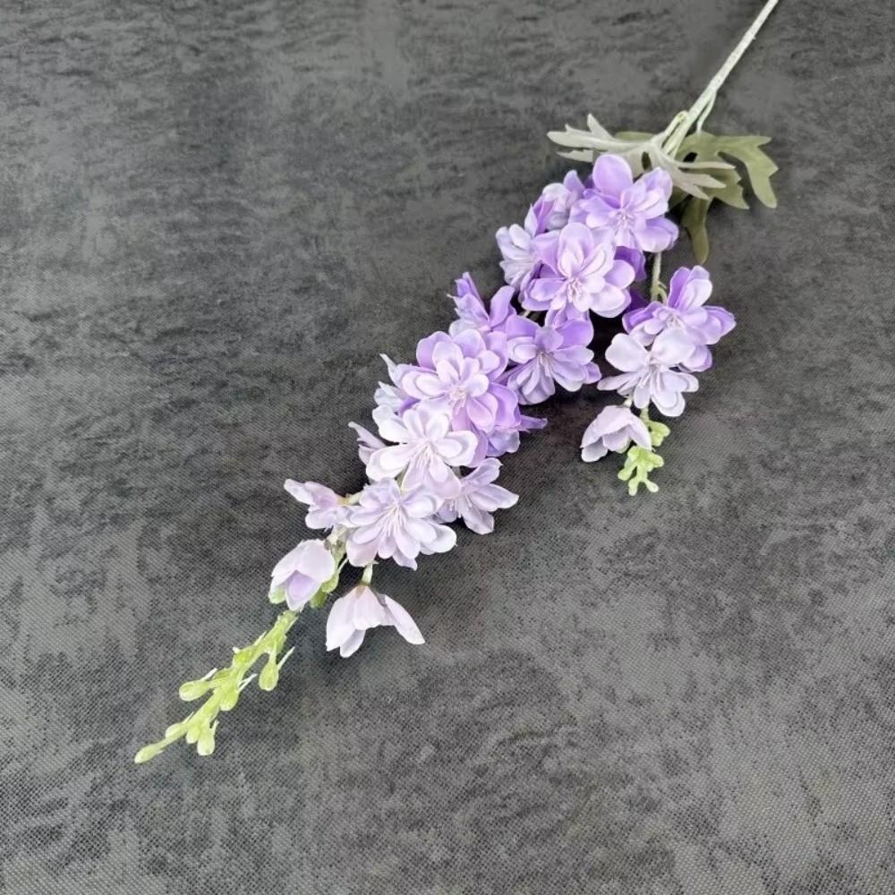 Large Size Artificial Flocked Delphinium Silk Fake Flowers Arrangement Wedding Decor