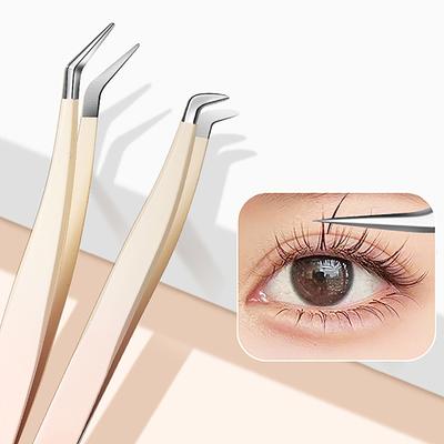 1 Uds pinzas para extensiones de pestañas pinzas superduras de acero inoxidable con puntas de fibra pinzas antiestáticas de alta precisión