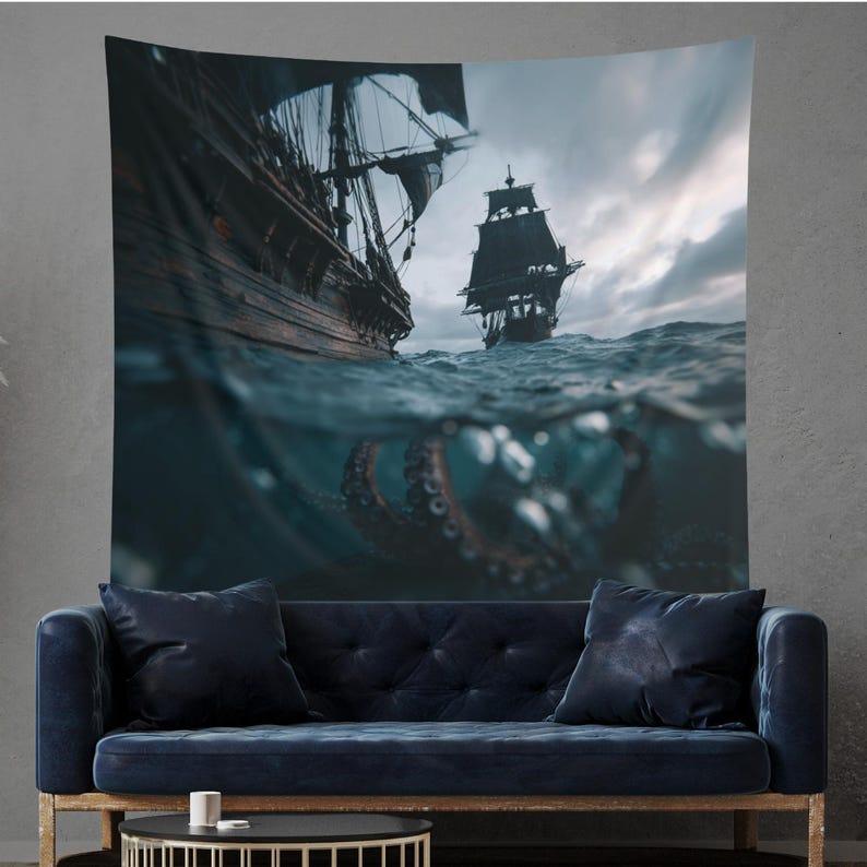 Pirate Ship tapestry 75x100 чёрный