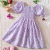 Children Clothing Girl Princess Dress Floral Casual Puff Sleeves Girls Dresses Summer Holiday Beach Clothes