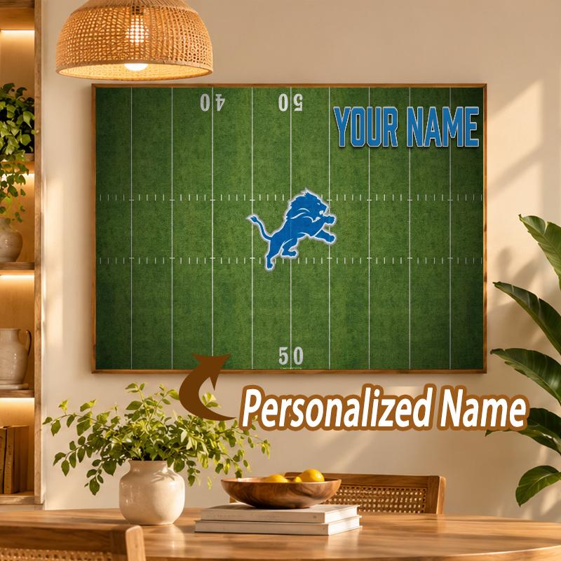 Custom Name Detroit Lions 5D Diamond Painting Personalized Full Drill Diamond Art Kit Gift