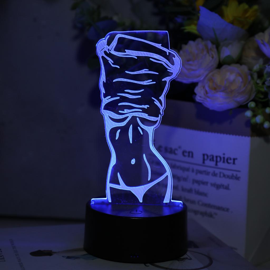 Modern 3D illusion night light, sexy women's design - touch sensitive, USB powered, suitable for bedroom atmosphere