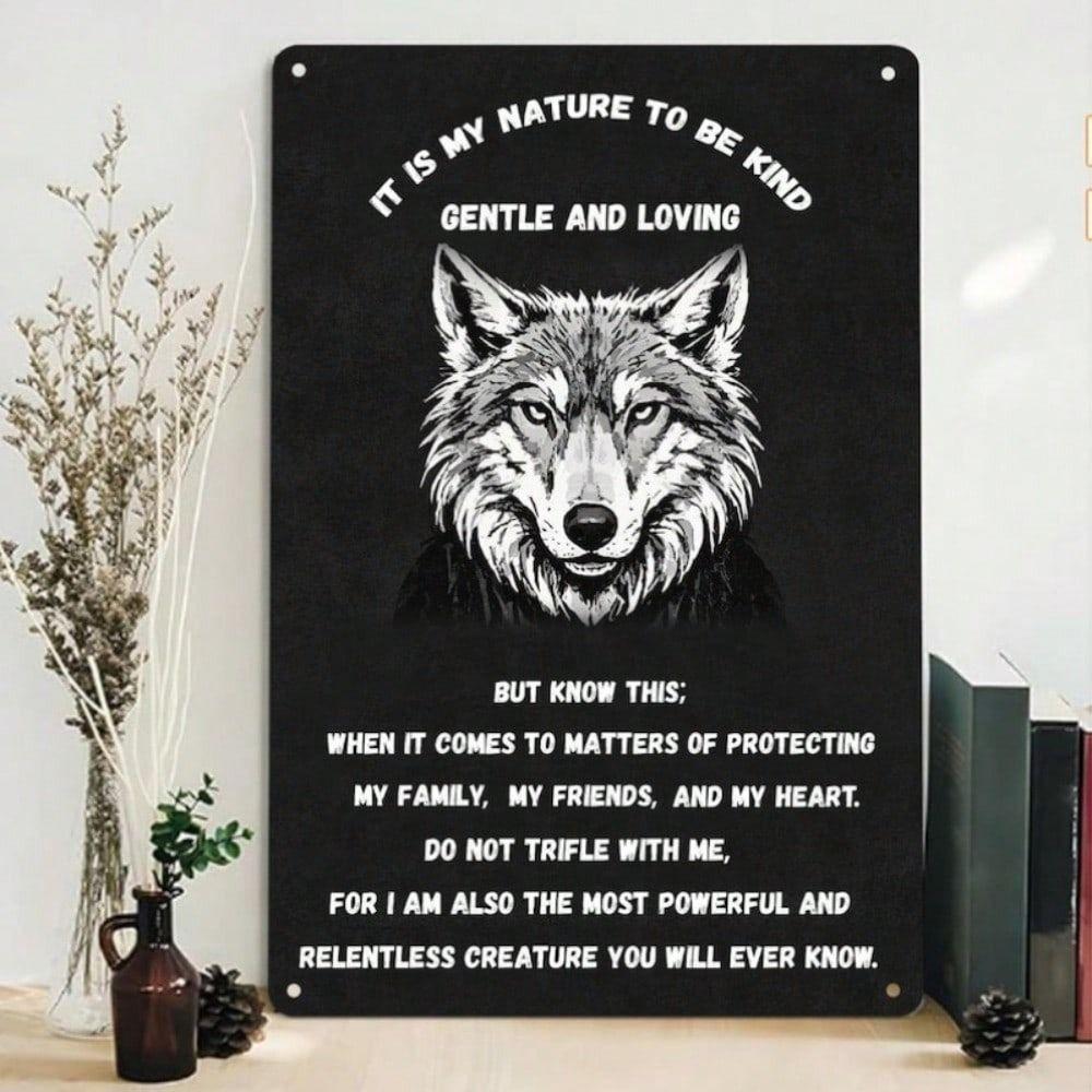 Retro Wolf Metal Wall Art Motivational Quote Tin Sign Home Decor Living Room Poster