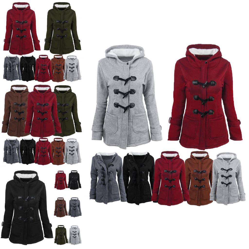 Elegant Women Trench Parka Hooded Coat Jacket Outwear Winter Warm Long Overcoat