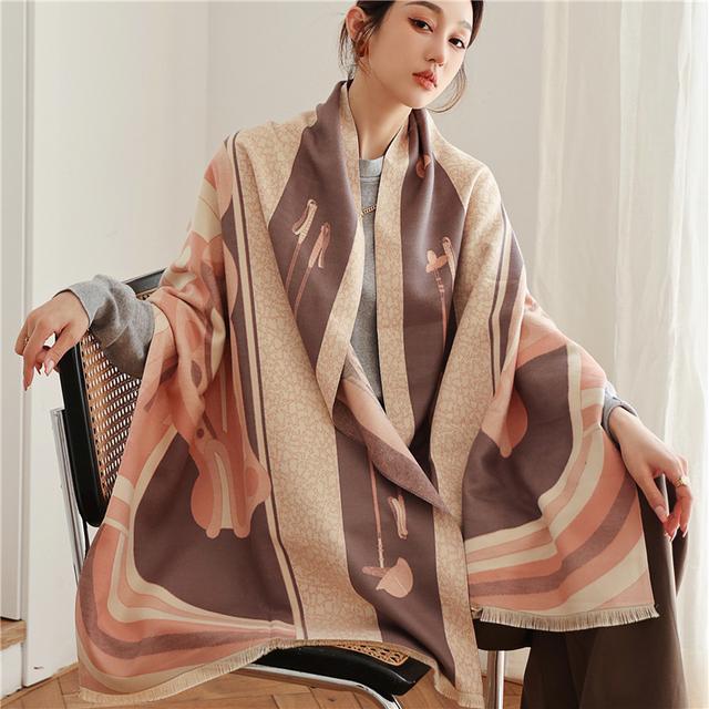 Luxusní kašmírový šátek Zimní Dámské Šály Pašmína Teplá Deka Zábaly Dámská šátek Foulard Bandana Značka Silný potisk šátky