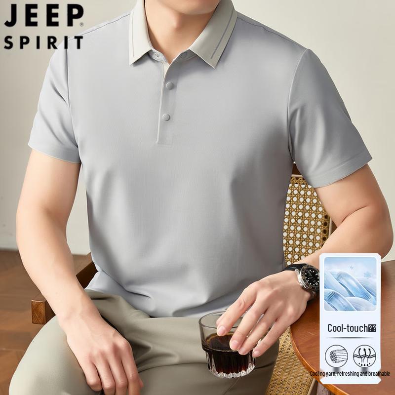 JEEP SPIRIT Men s Seamless Breathable Polo T-Shirt L