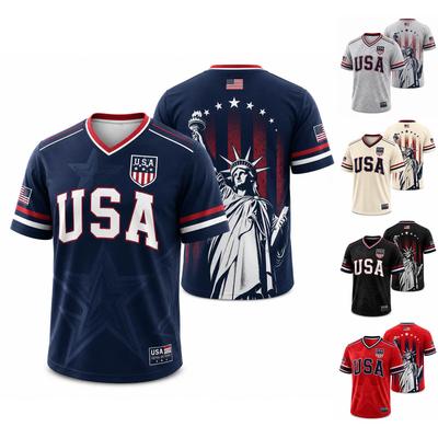 Men's Casual Short Sleeve T-Shirt USA Letter Print V-Neck Athletic Fit Lightweight Breathable Fabric