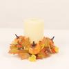 Artificial Candle Holder Rings With Maple Leaf Pumpkin Berry Lightweight Silk Fabric Artificial Garland For Thanksgiving Halloween Decoration