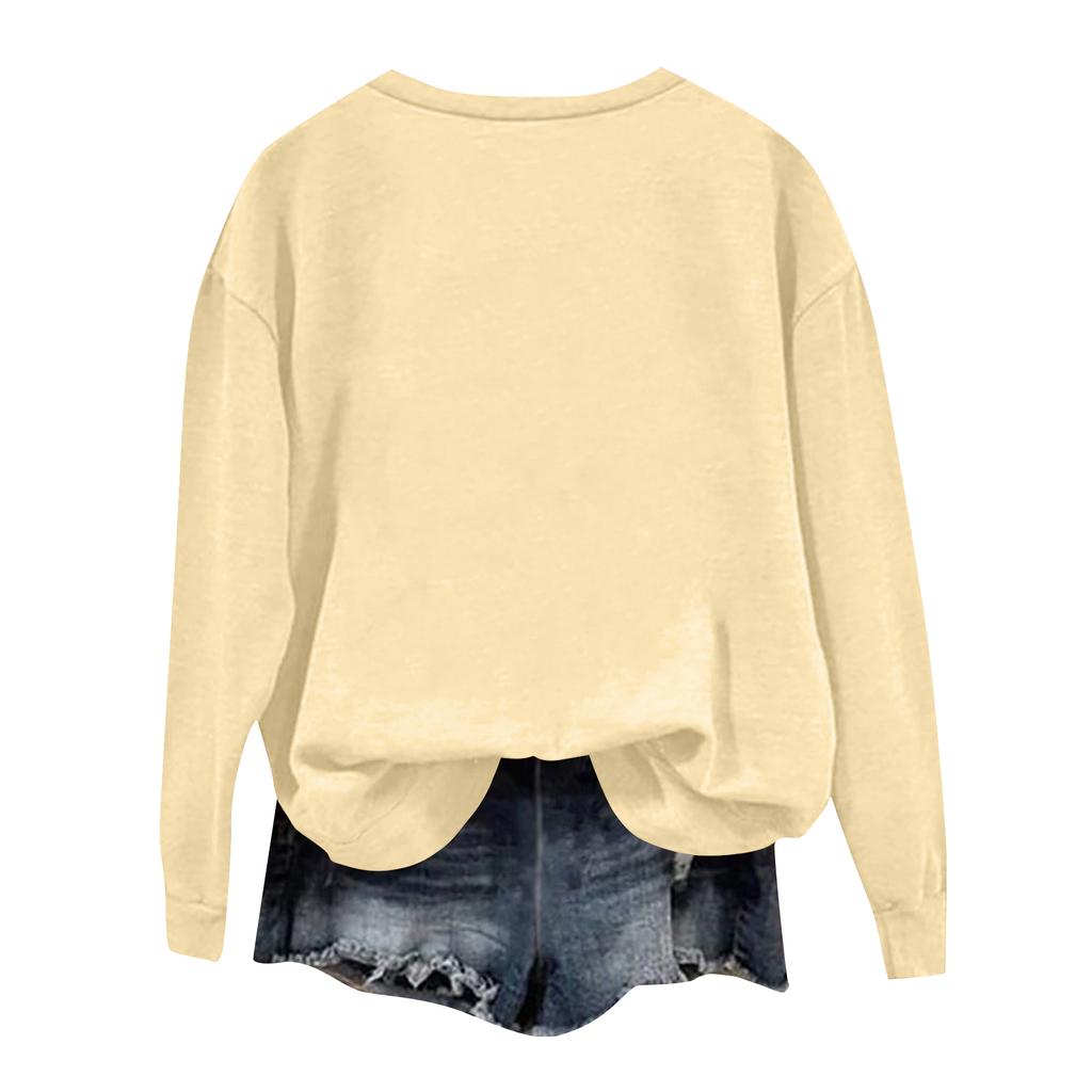 Damski modny sweter z długim rękawem, z nadrukiem, z okrągłym dekoltem