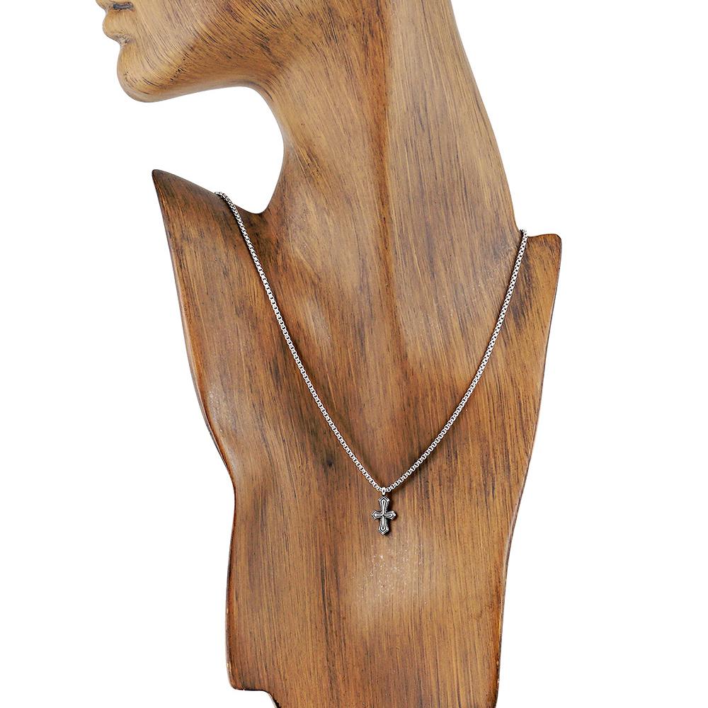 Jbans Classic Antique Cross Pendant Soft Chain Necklace (C2501-An835_Sv)