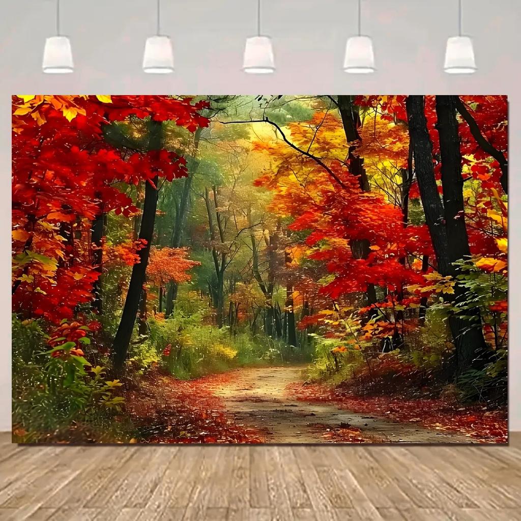 2D plane 1 piece of autumn forest background suitable for autumn-themed birthdays and studio props made of polyester material