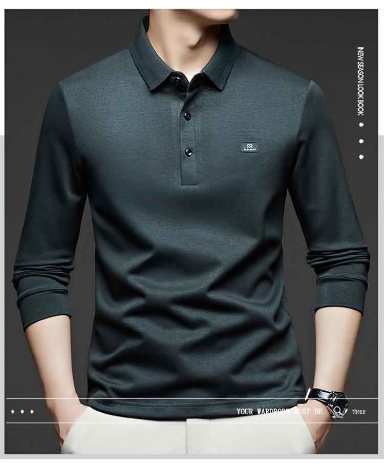 Scarecrow Men's Long Sleeve Polo Shirt, Solid Color, Cotton, Casual Loose Fit for Spring and Autumn 2025