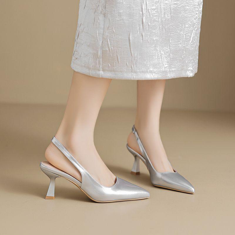 Silver Pointed High Heels Women'S Skirt Stiletto Single Shoes Temperament Versatile Bag Head Sandals Women