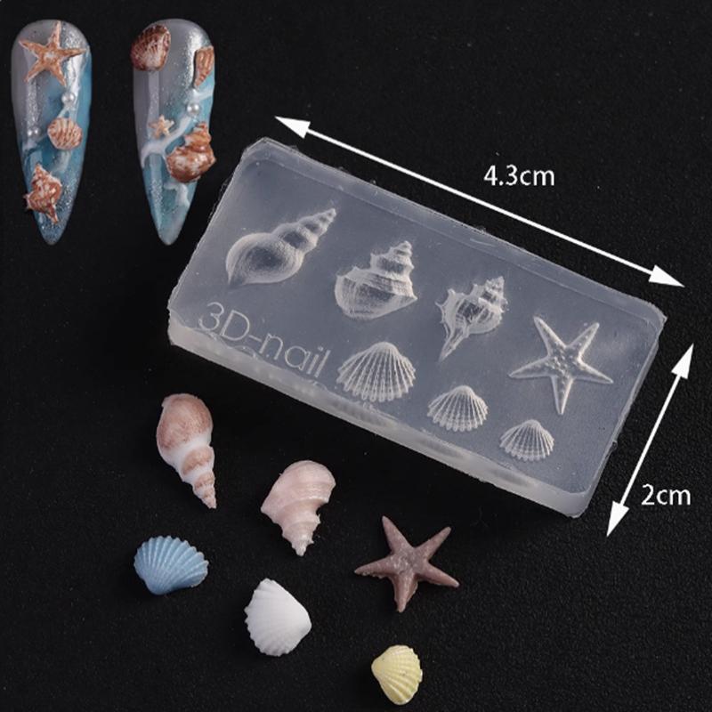 3D Nail Mold Ocean Shell Conch Ice Flower Rose Nail Art Decorations Nails Diy Crafts Silicone Nail Stamping Plates Nails Product