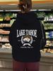European and American Women's Hooded Long Sleeve Sweatshirt with Velvet and LAKE Print - Autumn and Winter Collection