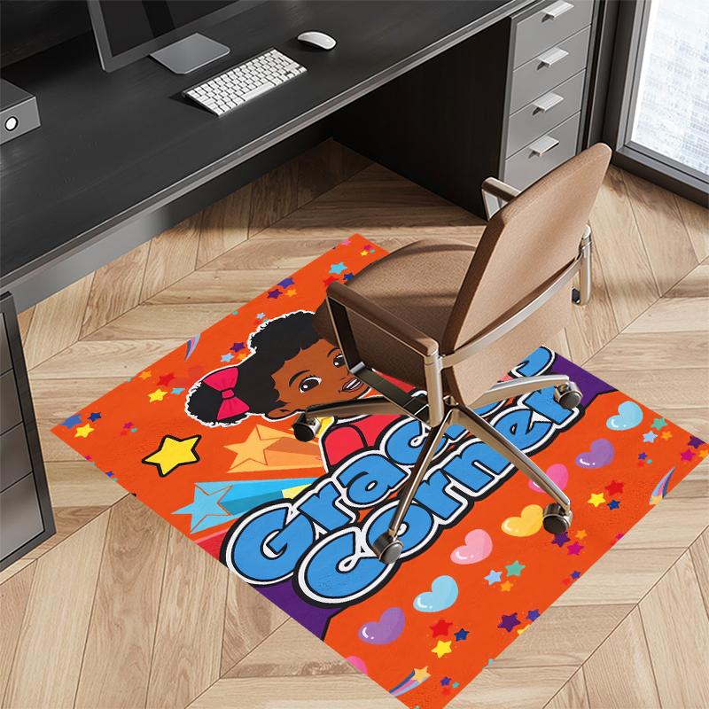 1pc Gracie's Corner Print Area Rug - Soft, Washable Non-Slip Indoor Mat for Office Chairs, Living Room, Home Office Decorative Rug