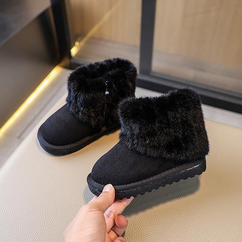 

Girls Fashion Fleece Snow Boots 2024 Winter New Children s Thickened Fleece Warm Cotton Shoes Children s Short Boots 22