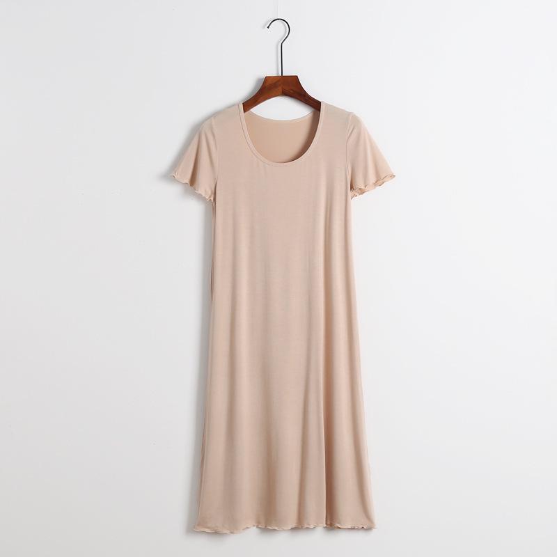 Summer Modal Short Sleeve Women s Mid-Length Loose Shirt Dress Nightgown One Size/L - 80cm Short