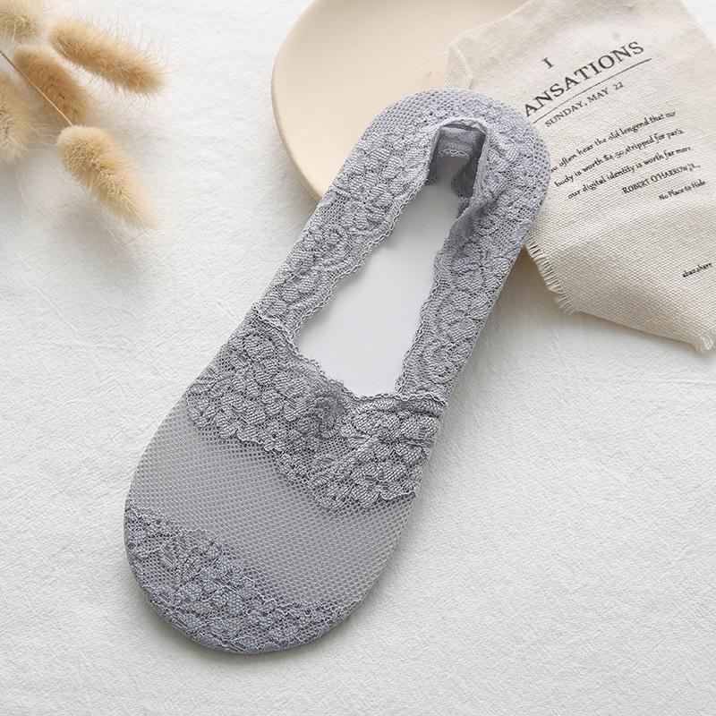 Women's Low Cut Lace Boat Socks - Breathable, Non-Slip, Invisible Cotton