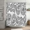 Luxury Black White Paisley Shower Curtain for Bathroom Decor 72 X 84 Inches Heavyweight Fabric Waterproof Home Accents