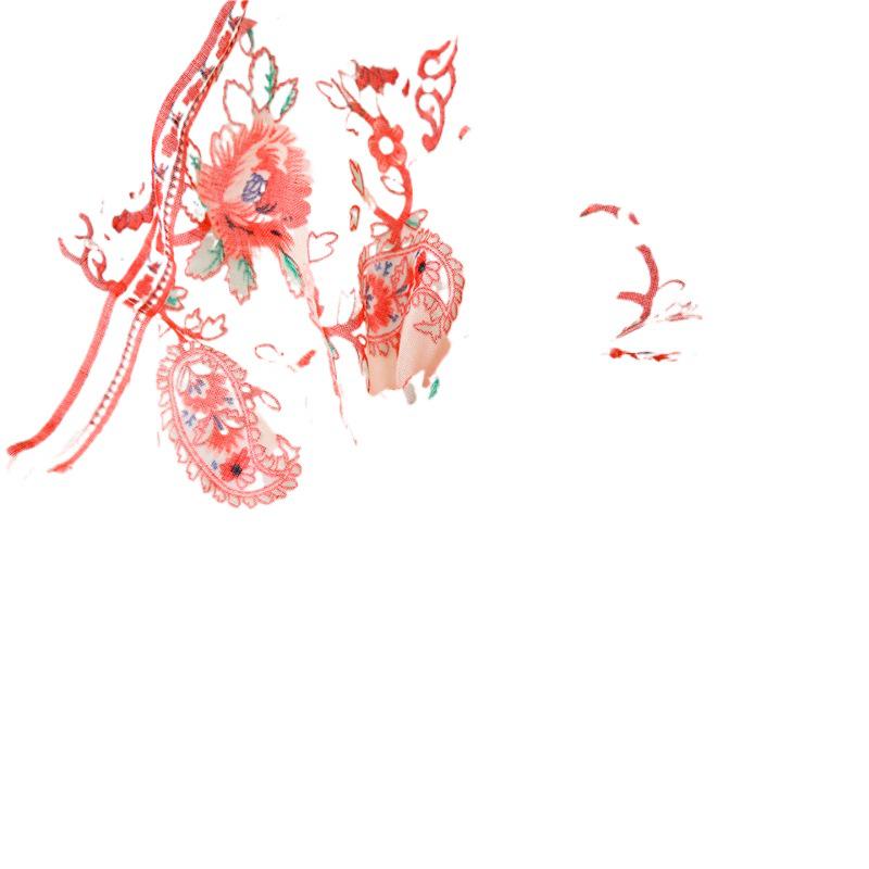 Women's Summer Retro Style Floral Silk Scarf with Colorful Tassels