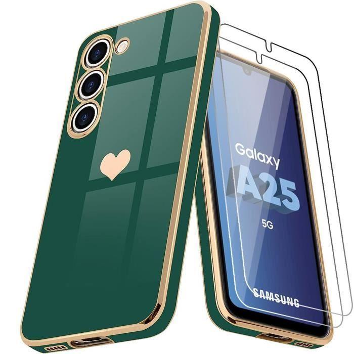 Coque Antichoc - Booling - pour Samsung Galaxy A25 5G - Antichoc - Silicone Liquide - Vert Nuit