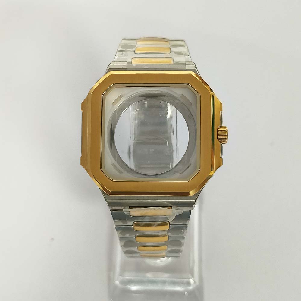 42mm Middle Gold Square for 29.5mm Watch Dial Sapphire Glass Stainless Steel Watches Accessories Fit NH35 NH36 4R Movement
