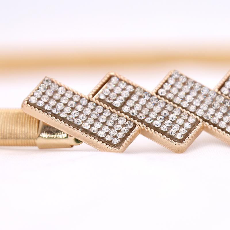 Luksus Imiter Rhinestone kjede Wasit Belte for Kjole Stretch Skinny Metall Sølv Gull Dame Belte Elastisk Tynt Dame Belte