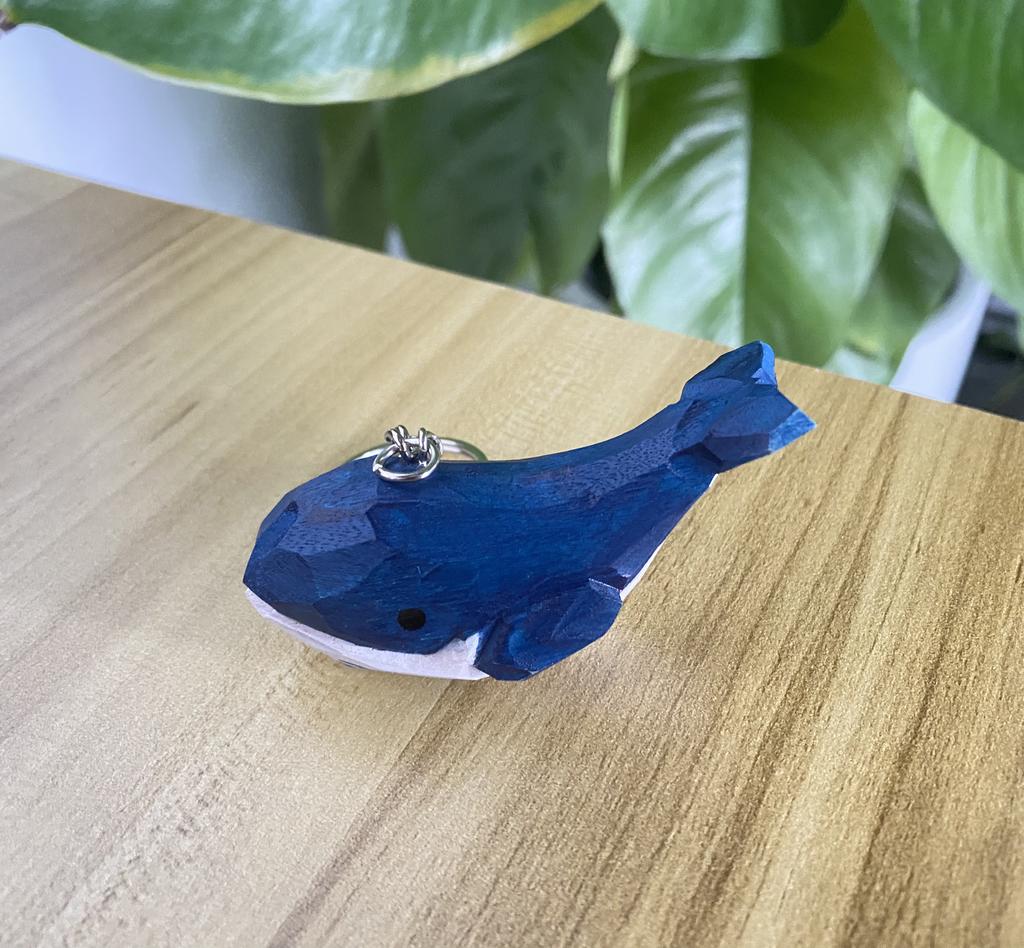 Cute Blue Whale Pendant Wood Carved Mini Hand Carved Colored Birthday Holiday Gift