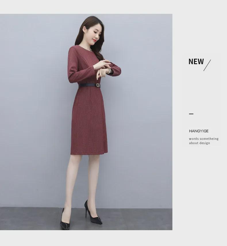 2025 Frühling/Herbst Schlankmachendes Gestreiftes Langarm-Freizeitkleid: Figurschmeichelnd und Altersdefizitär