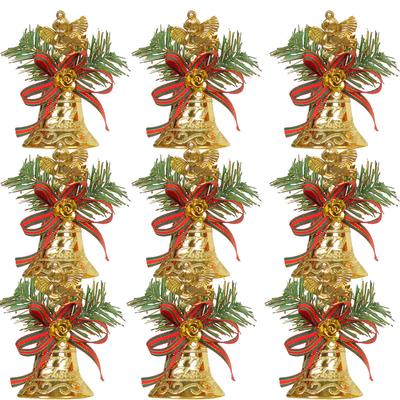 6PCS Christmas Bell Pendant Christmas Golden Bell Christmas Tree Ornaments Holiday Decoration Supplies Xmas Party Gifts Decor