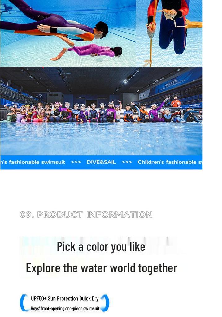 Kids' Sun-Protective Quick-Dry Snorkeling & Surfing One-Piece Swimsuit