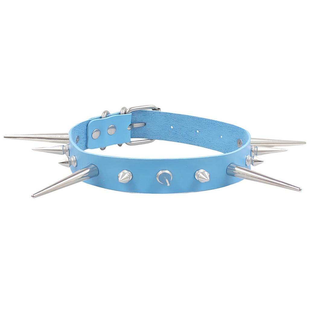 Eco-friendly PU Leather European and American Fashion Punk Style Gothic Long and Short Rivets Spikes Exaggerated Collar Collar Necklace Necklace
