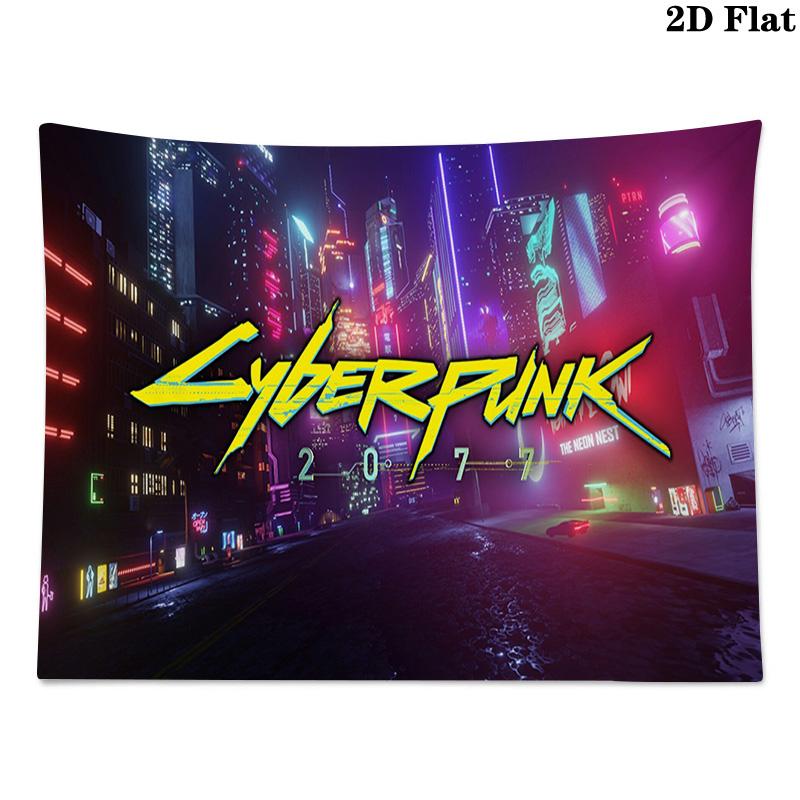 Cyberpunk 2077 Wall Tapestry Aesthetic Wall Hanging Printed Fabric Blanket Decorative Tapestries for Bedroom Living Room Home Decor