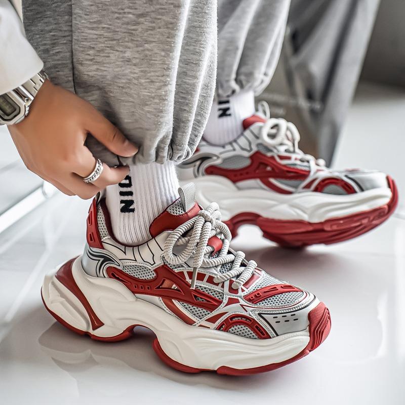 2 Spring and Autumn men's trendy shoes, street breathable dad shoes, student sports and leisure running