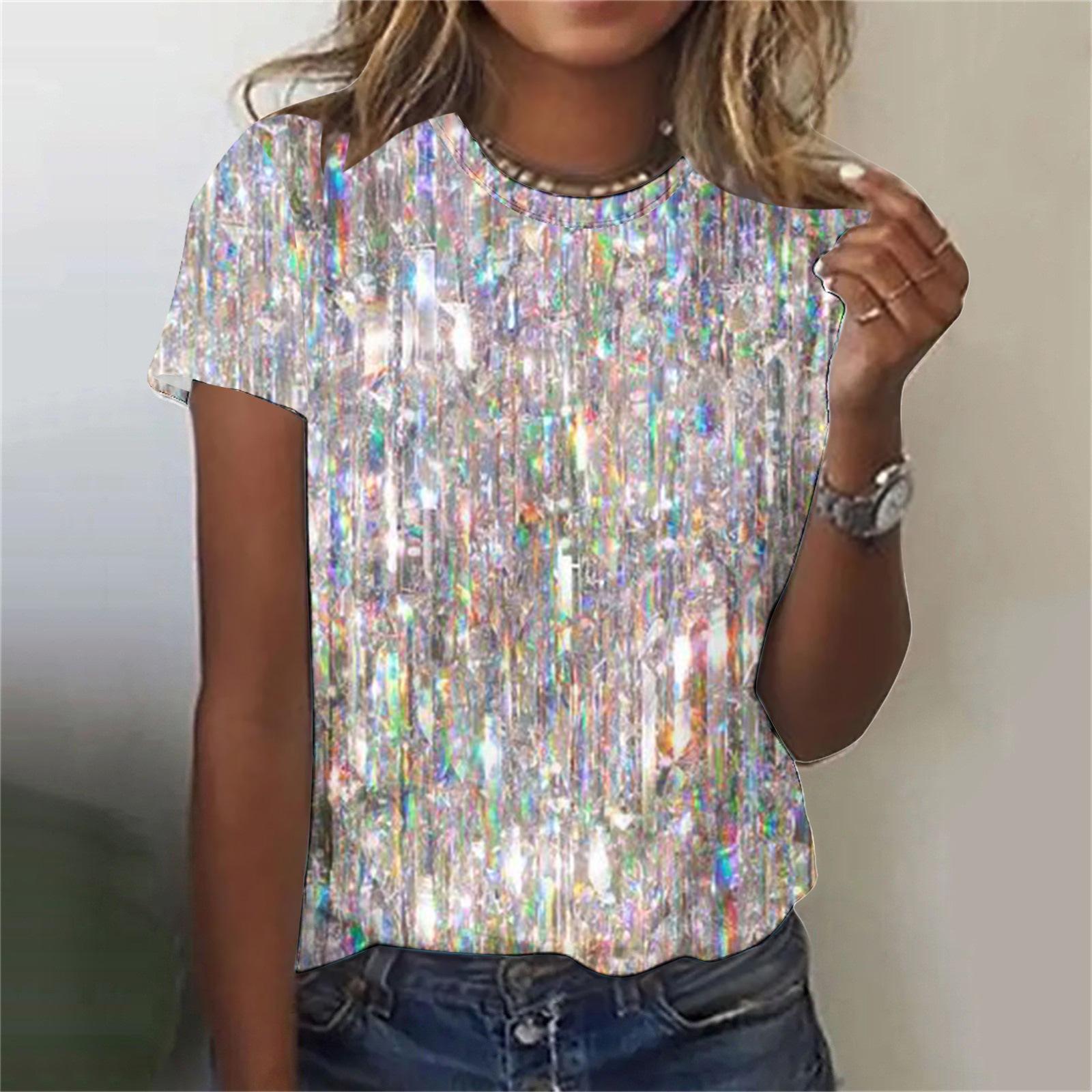 

Женская футболка с круглым вырезом, модная футболка с 3D цифровой печатью и короткими рукавами 2XL