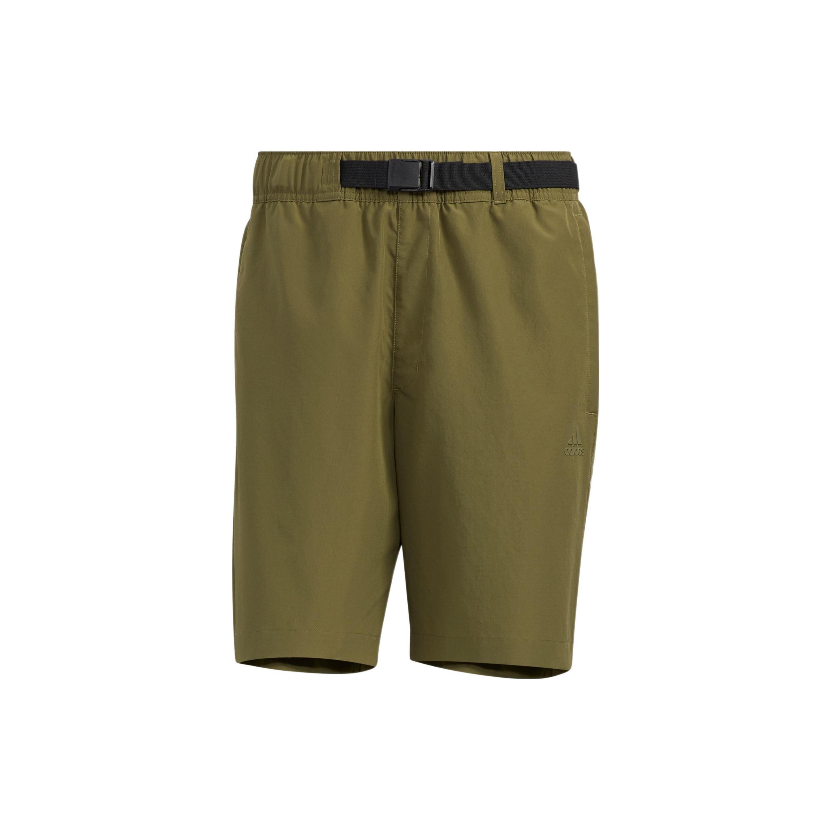 Men s adidas Solid Color Minimalistic Sports Straight Shorts Dark Olive Green HE9935 L