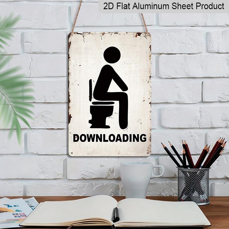 2D Flat Vintage Metal Downloading Toilet Sign Rustic Aluminium Wall Decor for Bathroom Restroom Bar Cafe Garage Humorous Restroom Usage