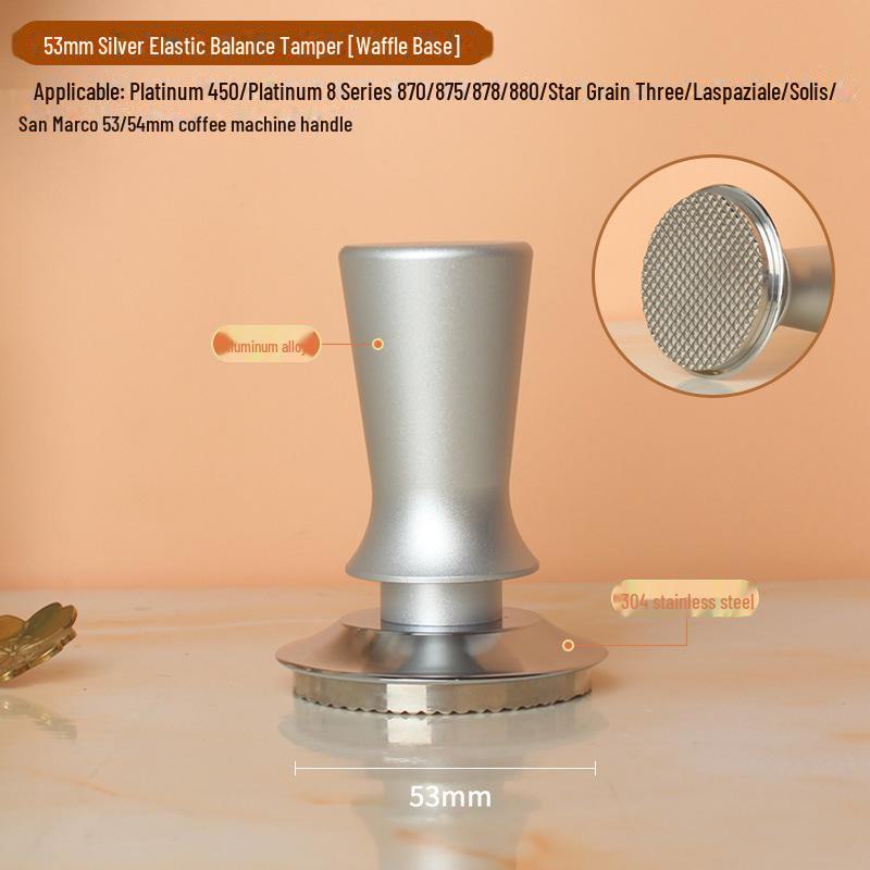 Balanserat elastiskt handtag Kaffe-tamper i rostfritt stål (51/53/58mm)