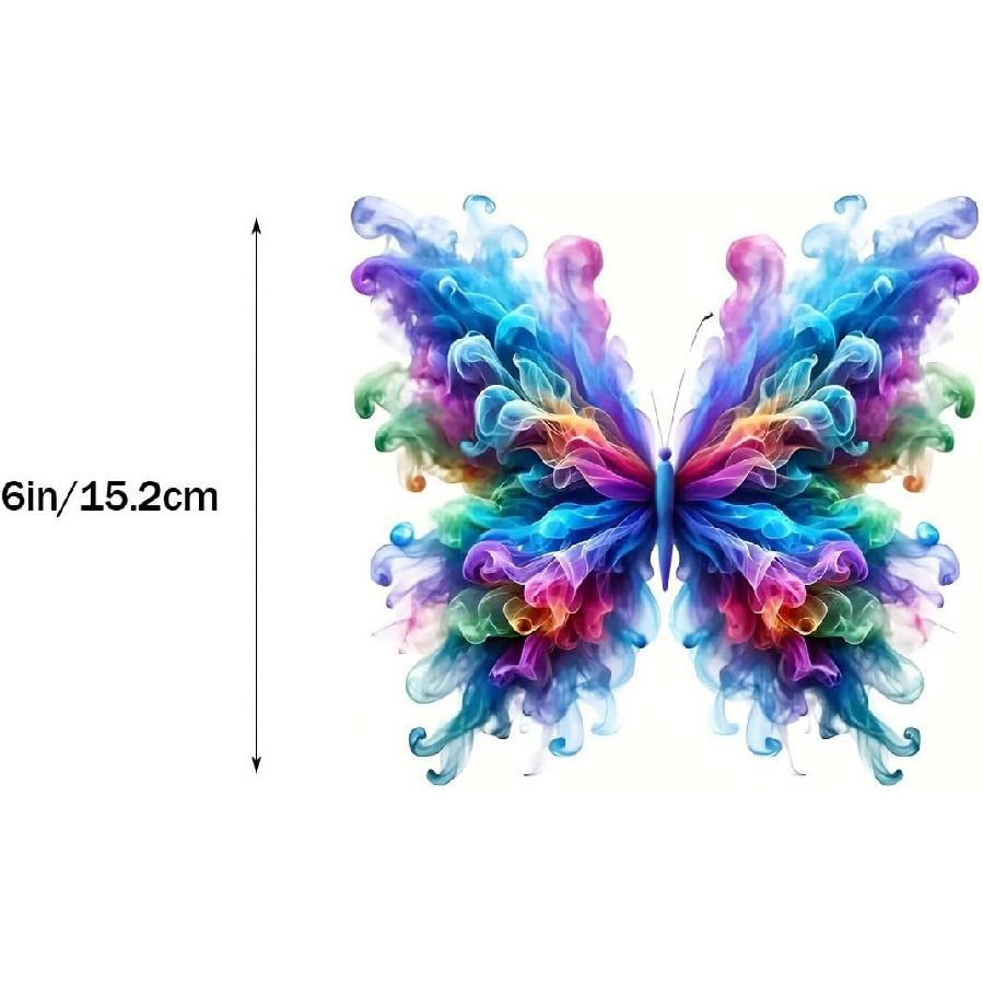 2 pcs Colorful and Vivid Butterflies Funny Car Bumper Sticker,6 Inch Vinyl Decal, Waterproof,Die-Cut for Cars,Windows,Laptops - Colorful