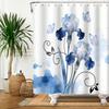 Moderne Mode Duschvorhang Blaue Blumen Schmetterling Duschvorhänge Badezimmer Dekoration Wasserdicht Mit 12 Haken Polyester Vorhänge