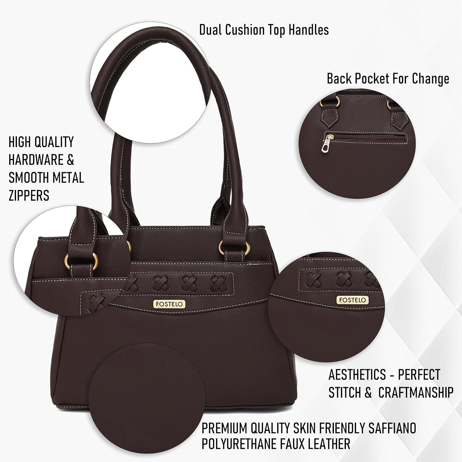 Женская сумка из искусственной кожи со стороны океана (большой) 10 x 9 x 5 in коричневый — фото 13