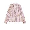 Spring New Women's Clothing Retro Style Patchwork Print Translucent Holiday V-neck Shirt Tops 2556198