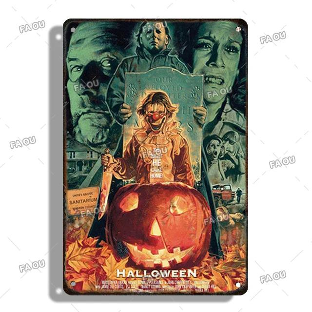 Halloween Movie Decorative Plaque Tin Metal Retro Sign Cinema Cafe Bar Decoration Poster Board Modern Home Wall Decor Aesthetic