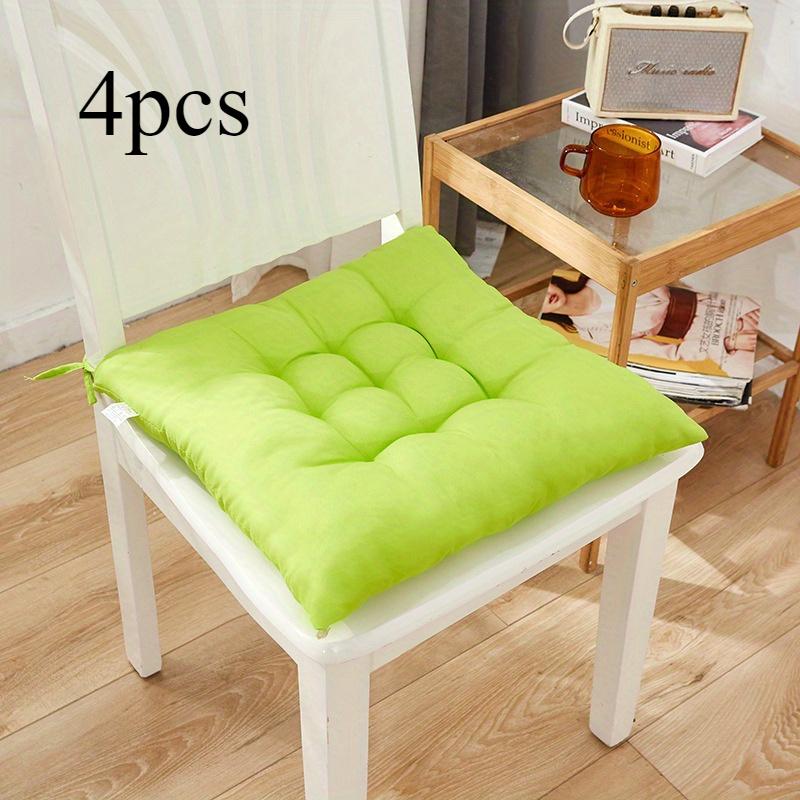 

4 комплекта однотонных полиэстеровых подушек для стульев - прочная ткань, плюшевый дизайн, подходит для садовых стульев, ресторанов, автомобильных сидений и офисных стульев флуоресцентный зеленый