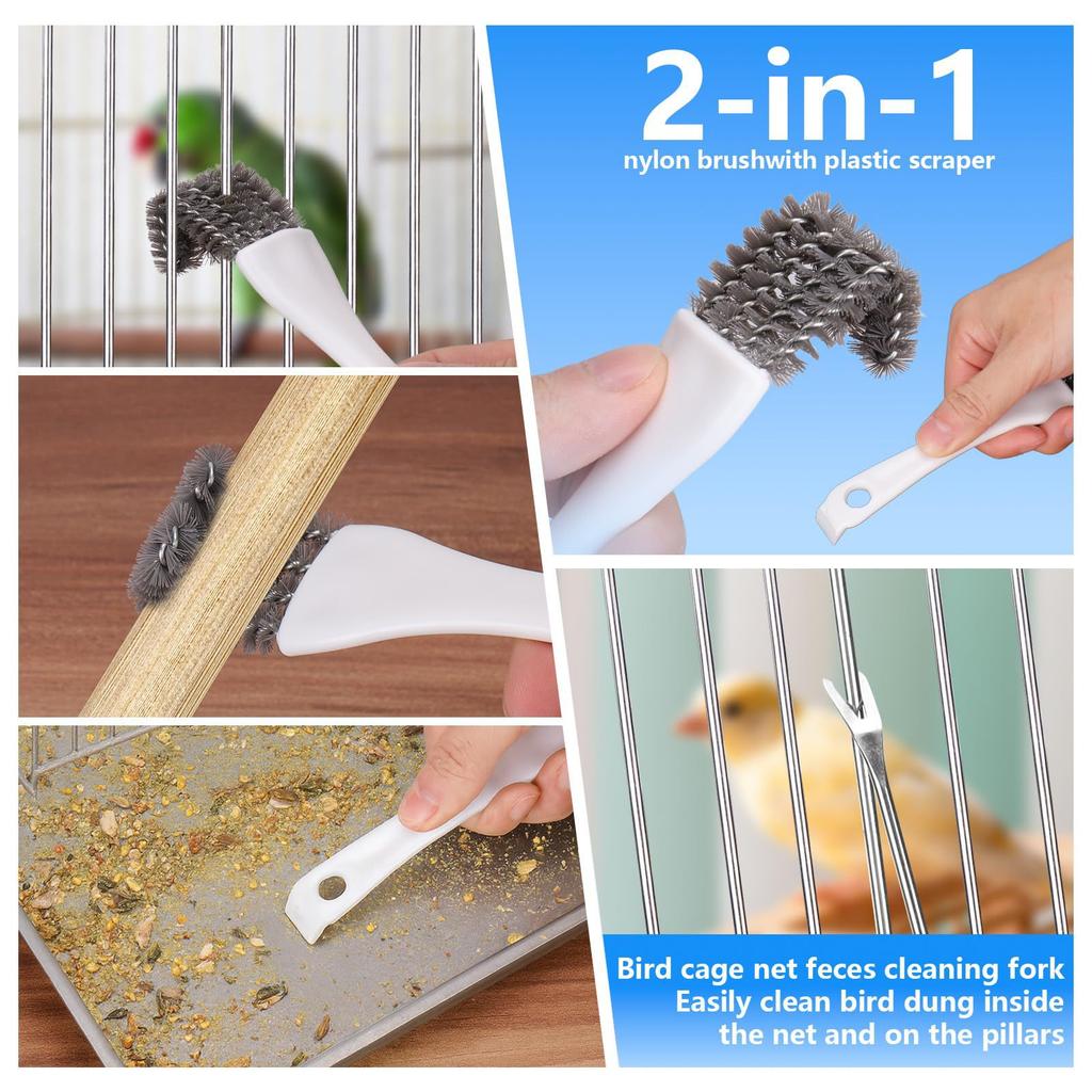 Bird Cleaning Brush Kit for and Cages, Bird Feces Cleaner Tool