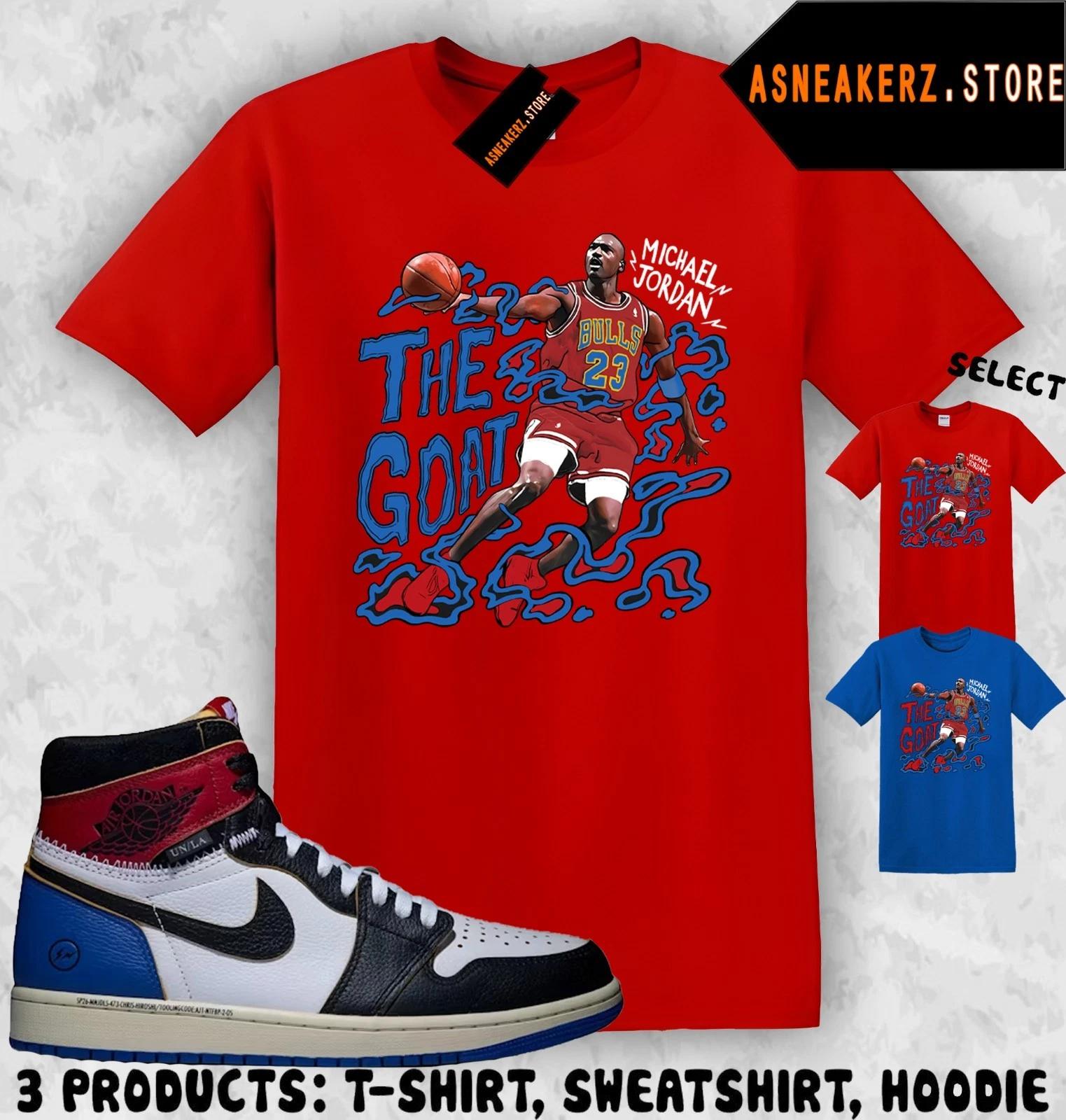 

Футболка в тон AJ 1 High Fragment Union LA Кроссовки Сочетающая футболка Коза MJ Футболка M